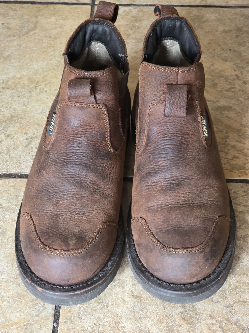 Cabela's Brown Leather Slip-On Work Boots with Pull Tabs